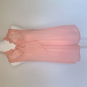 Pink Sleevless Maeve Blouse With Neck Tie Peach/Coral color